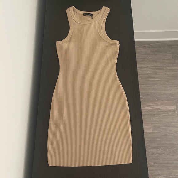 JLUXLABEL Tan Ribbed Mini Dress - Picture 1 of 4
